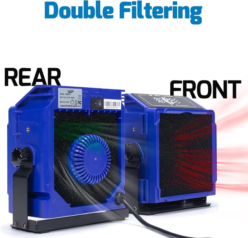 WeP 948DQ-I Fume Extractor Tool with Double Filtering, Helping Hands, Adjustable Tilt Angle, Fenders for Soldering Station, Soldering Iron with 6 Filtration Adsorbers - Image 2